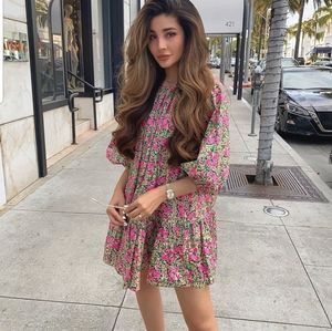 Zara puff shoulder print dress